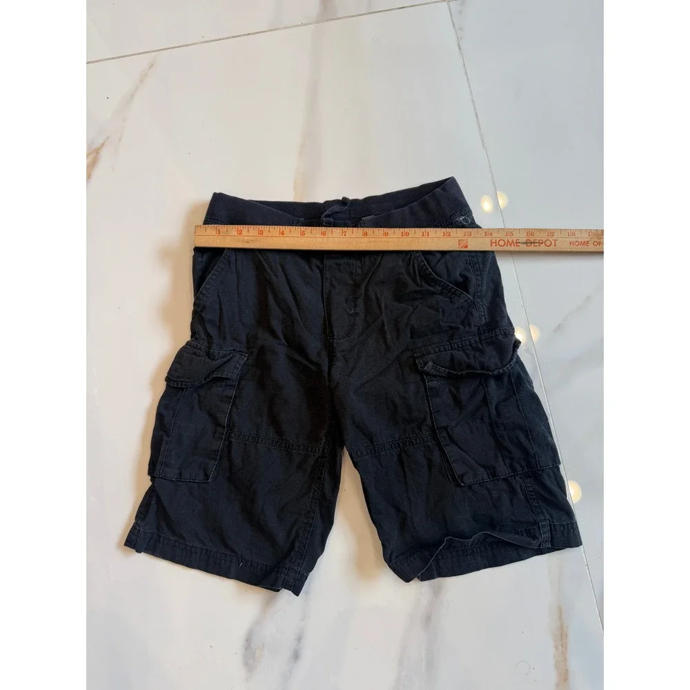 Epic Threads Kids Black Cargo Shorts Cotton Elastic Waist Drawstring Size S